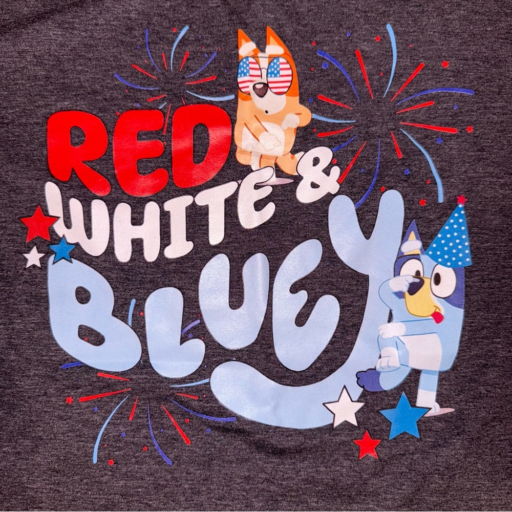 Bluey Red White & Bluey Graphic T-Shirt 4th of July USA Bluey Party - Picture 4 of 13